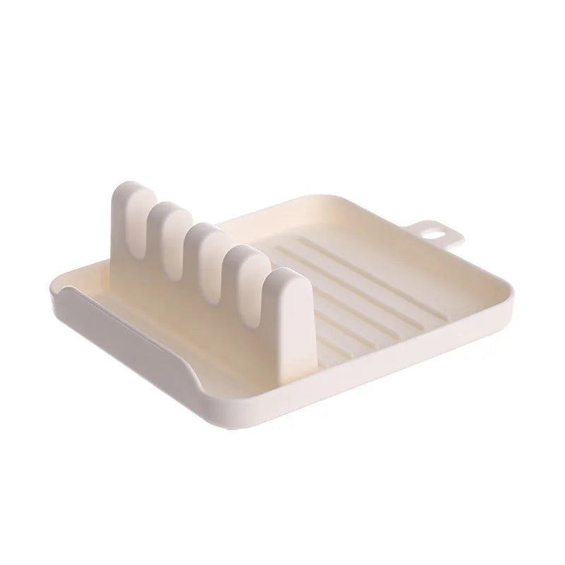 Kitchen Spoon Fork Spatula Holder Rack - Non-Slip Plastic