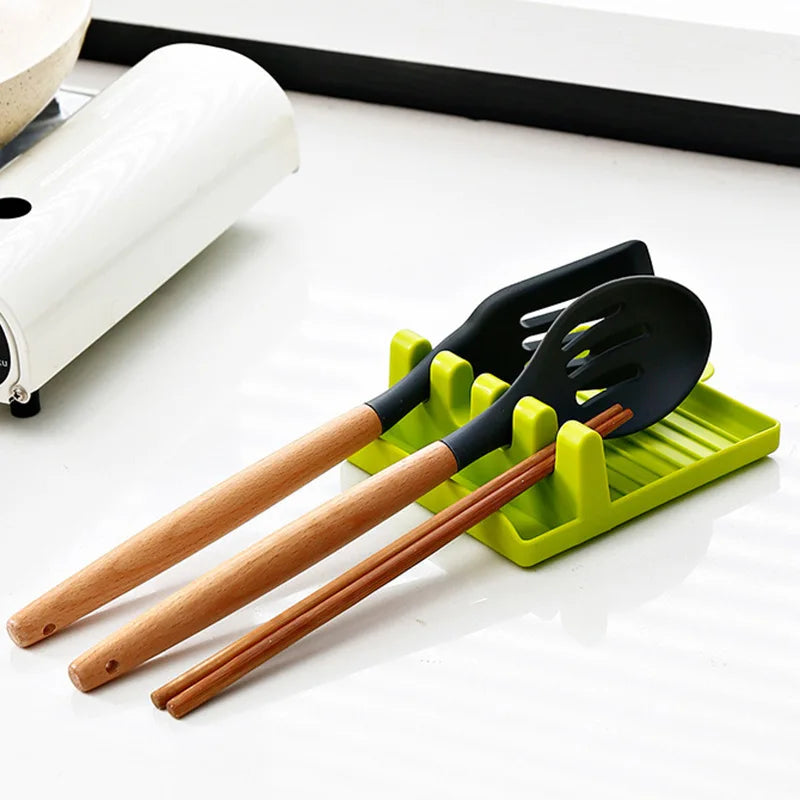 Kitchen Spoon Fork Spatula Holder Rack - Non-Slip Plastic