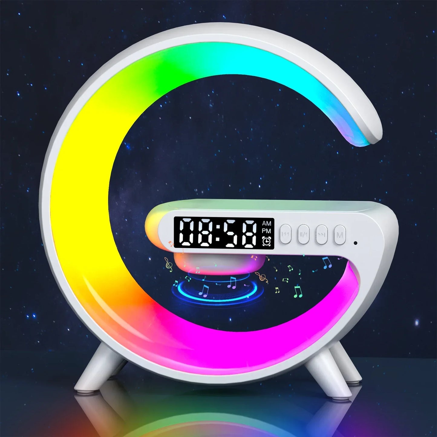 Multifunction Wireless Charger Stand Bluetooth Audio RGB Night