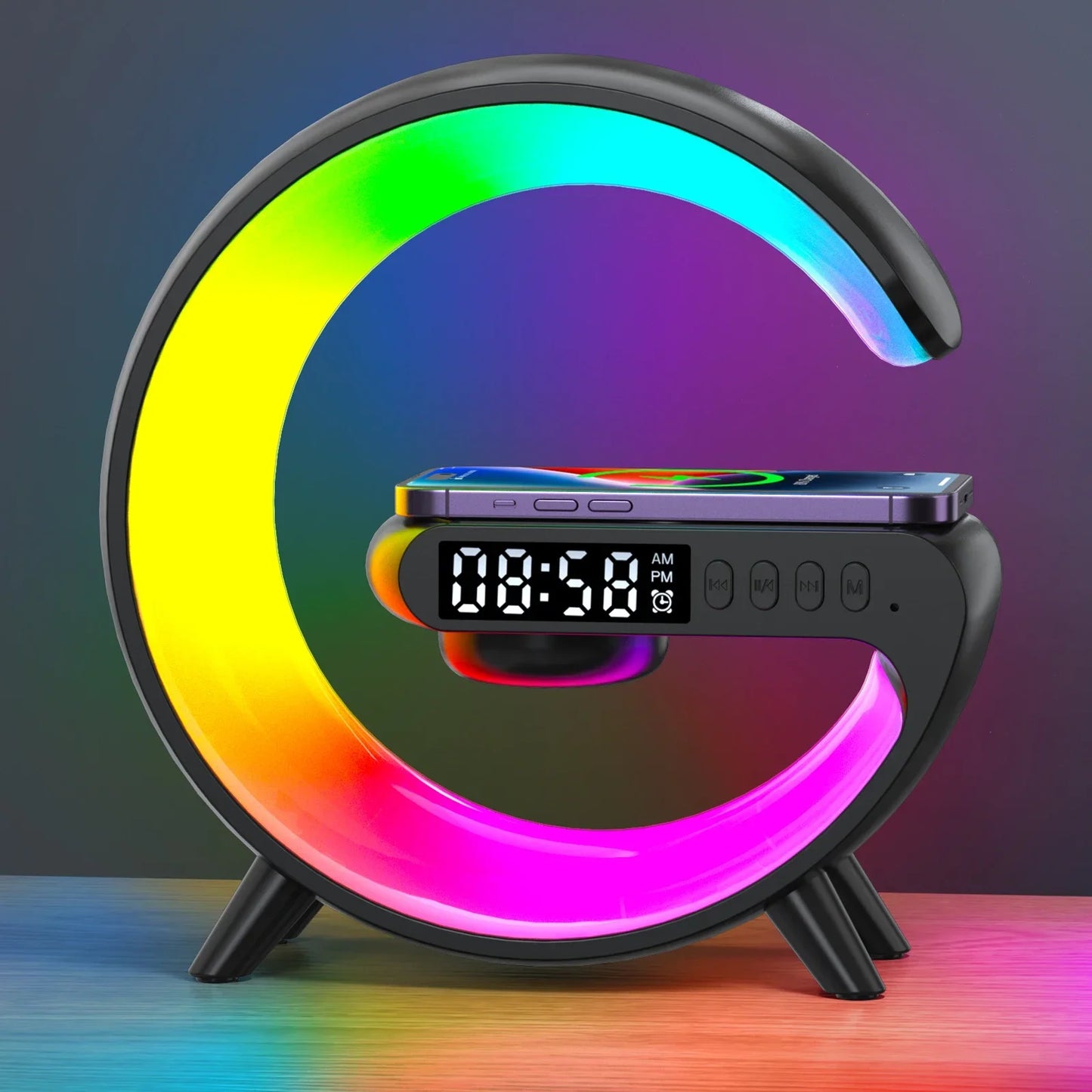 Multifunction Wireless Charger Stand Bluetooth Audio RGB Night