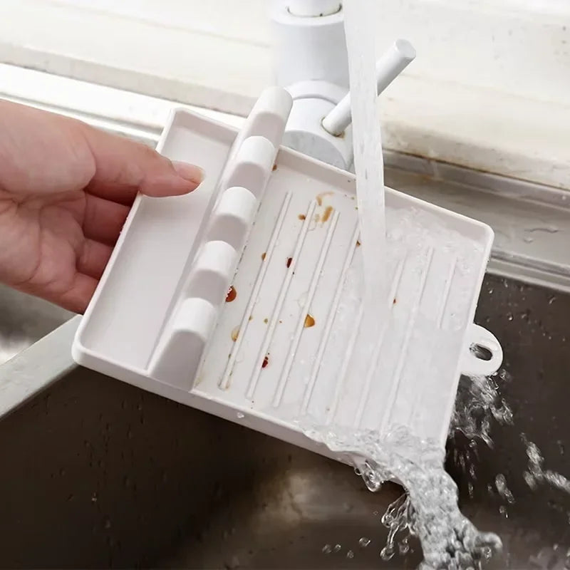 Kitchen Spoon Fork Spatula Holder Rack - Non-Slip Plastic