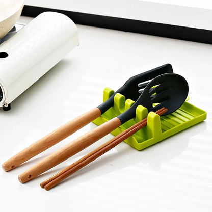 Kitchen Spoon Fork Spatula Holder Rack - Non-Slip Plastic