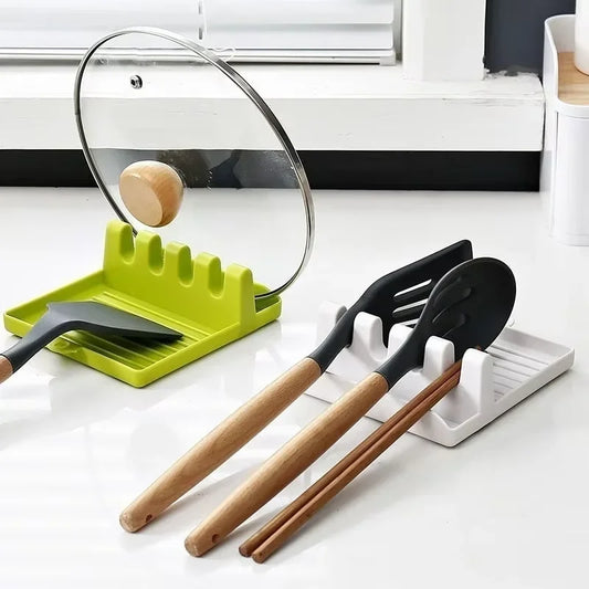 Kitchen Spoon Fork Spatula Holder Rack - Non-Slip Plastic